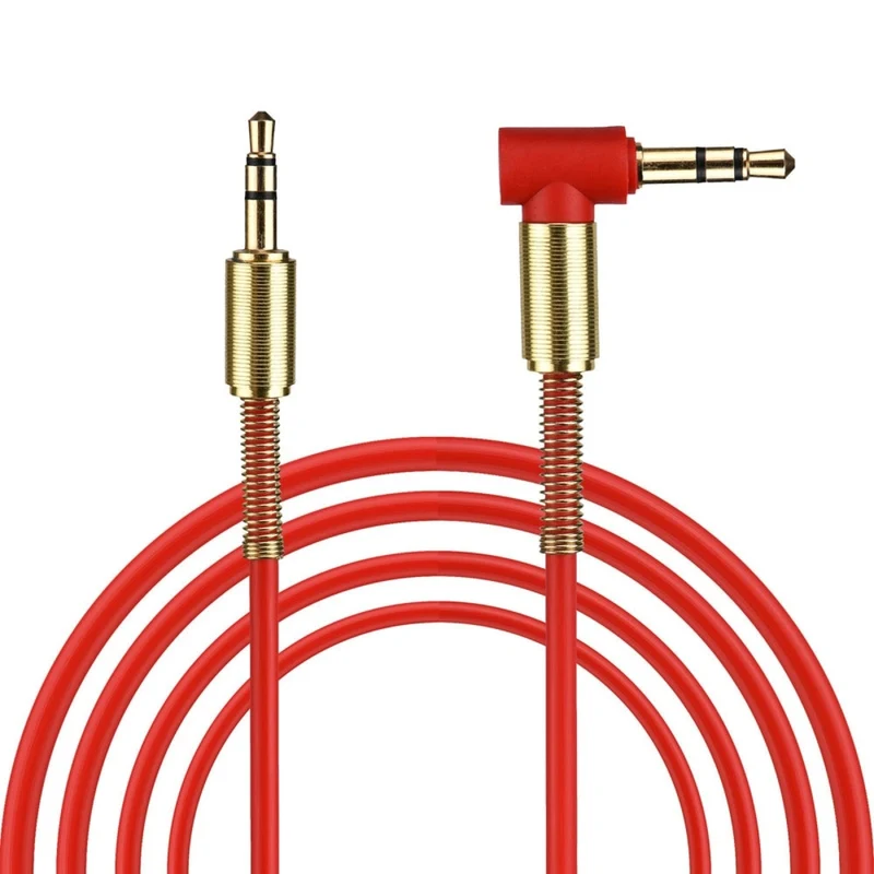 1m Audio Stereo Kopfhörer Anschlusskabel 3,5mm Stecker > Winkelstecker Rot Gold