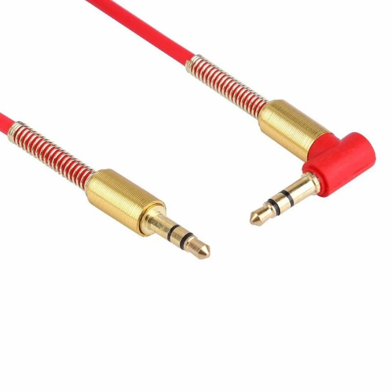 1m Audio Stereo Kopfhörer Anschlusskabel 3,5mm Stecker > Winkelstecker Rot Gold