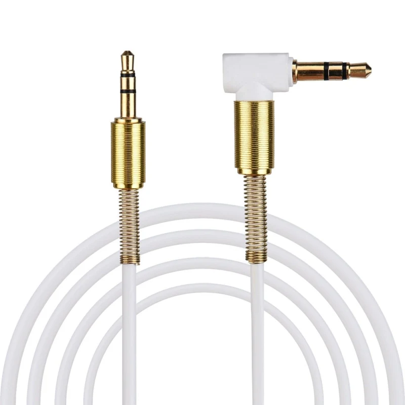 1m Audio Stereo Kopfhörer Anschlusskabel 3,5mm Stecker > Winkelstecker Weiß Gold