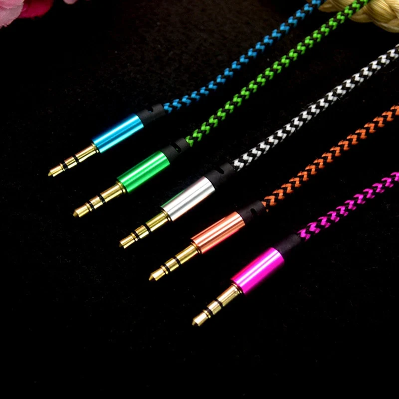 Audio Stereo Kopfhörer Anschlusskabel Nylon 1m 3,5mm Klinke Stecker > Stecker