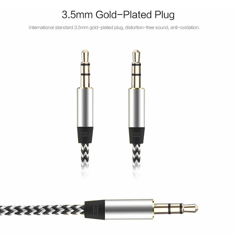 Audio Stereo Kopfhörer Anschlusskabel Nylon 1m 3,5mm Klinke Stecker > Stecker
