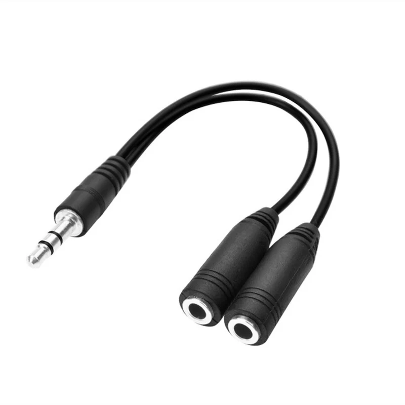 Audio Splitter Kabel Schwarz Y Adapter Kopfhörer Doppler 3.5mm Klinke Computer