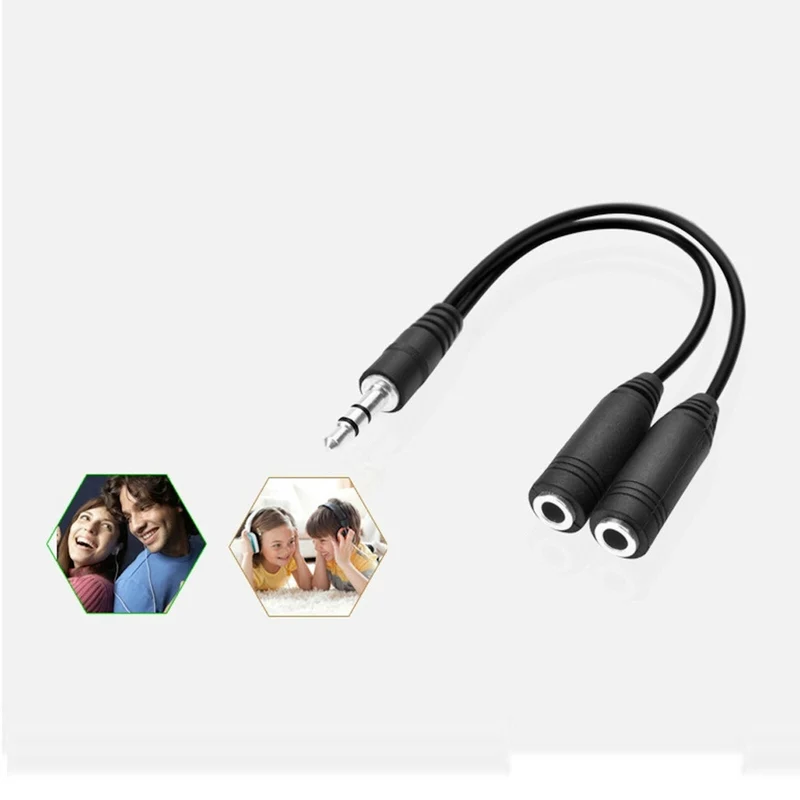 Audio Splitter Kabel Schwarz Y Adapter Kopfhörer Doppler 3.5mm Klinke Computer