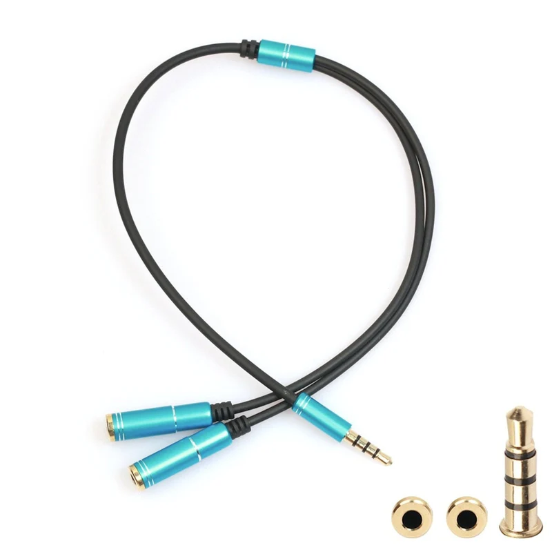 Audio Splitter Kabel Kopfhörer Headset Y Doppler 3.5mm Stecker > 2 Buchse Blau