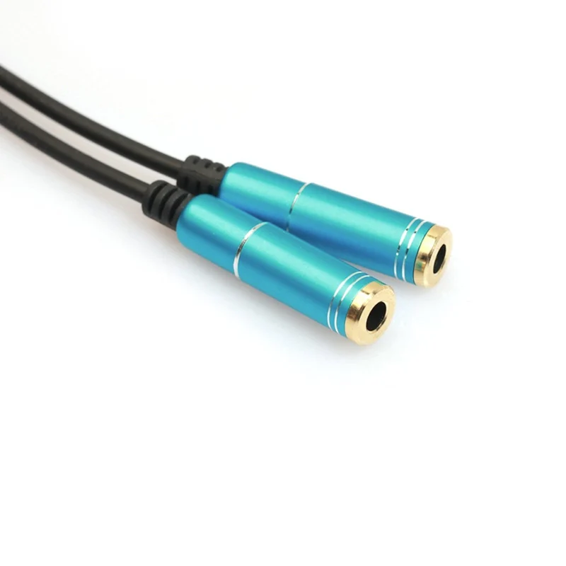 Audio Splitter Kabel Kopfhörer Headset Y Doppler 3.5mm Stecker > 2 Buchse Blau