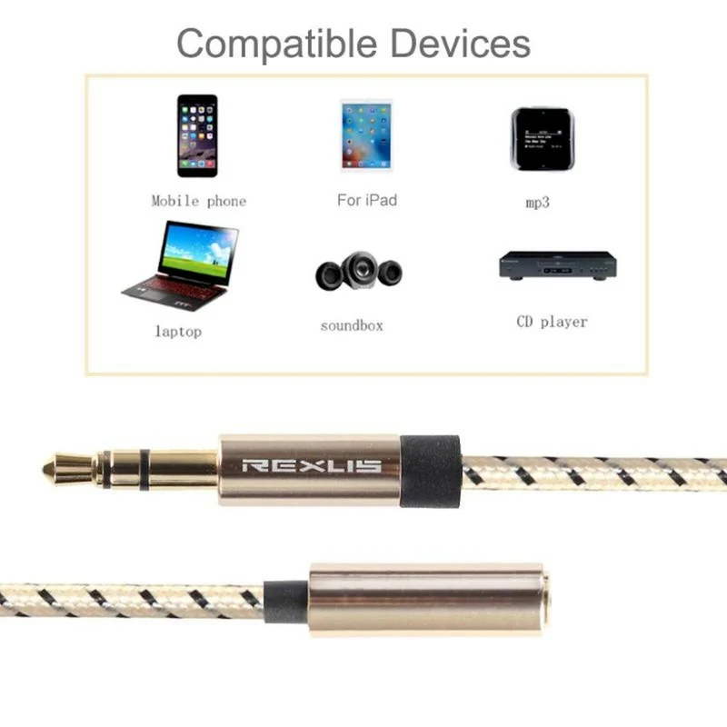 0,5m Audio Stereo Kopfhörer Verlängerungskabel 3,5mm Klinke Stecker>Buchse Nylon