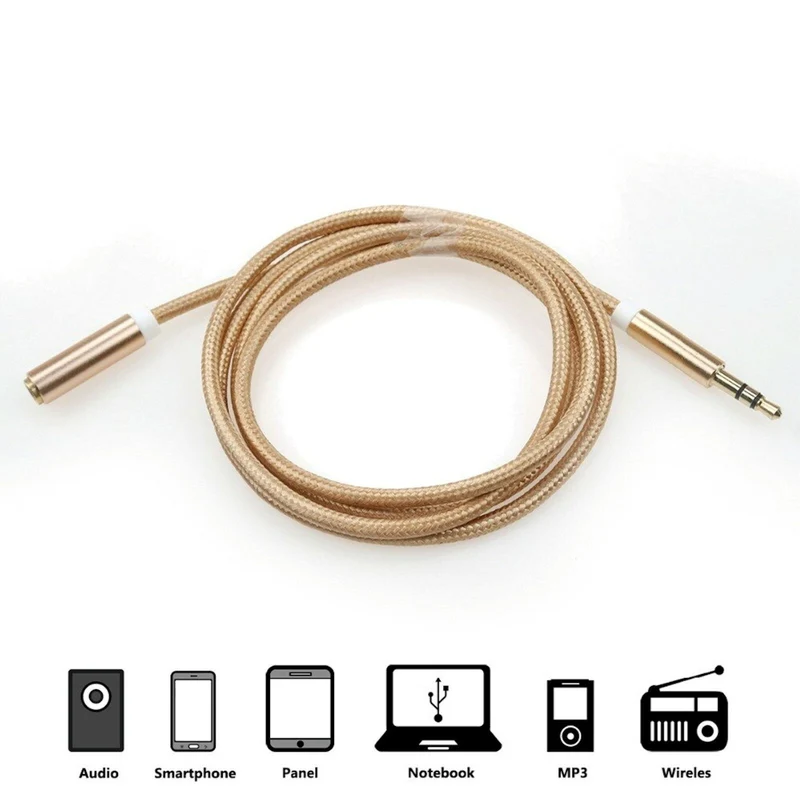 1m Nylon Audio Stereo Kopfhörer Verlängerungskabel 3,5mm Klinke Stecker > Buchse