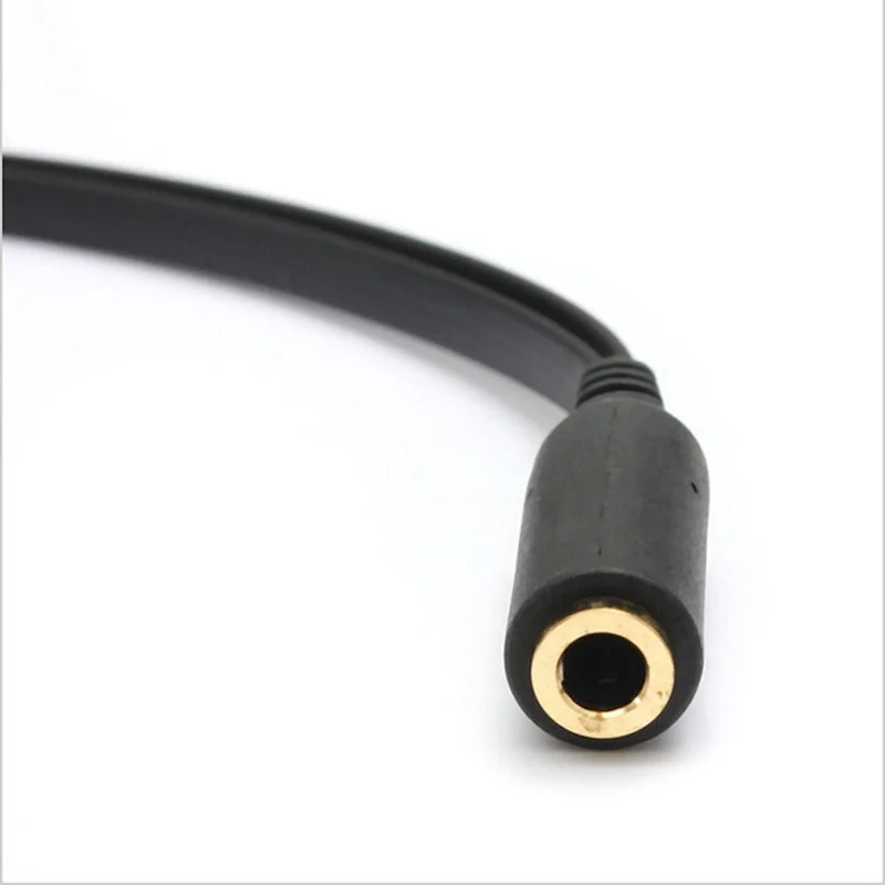 Audio Splitter Kabel Schwarz Y Adapter Kopfhörer Headset 3.5mm Flachkabel PC