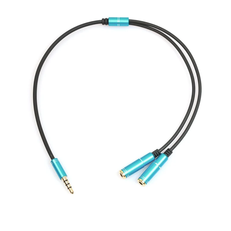 Audio Splitter Kabel Kopfhörer Headset Y Doppler 3.5mm Stecker > 2 Buchse Blau