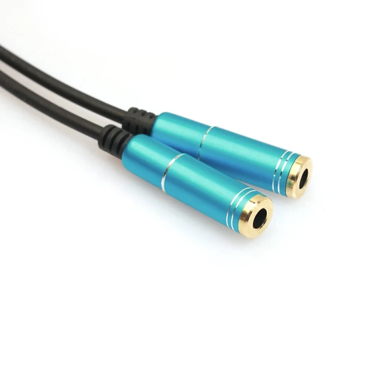 Audio Splitter Kabel Kopfhörer Headset Y Doppler 3.5mm Stecker > 2 Buchse Blau