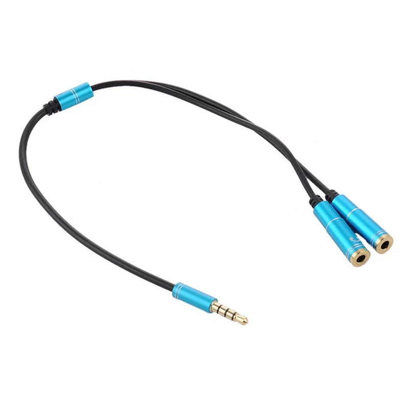 Audio Splitter Kabel Blau Y Adapter Headset 3.5mm Klinke Stecker > 2 x Buchse
