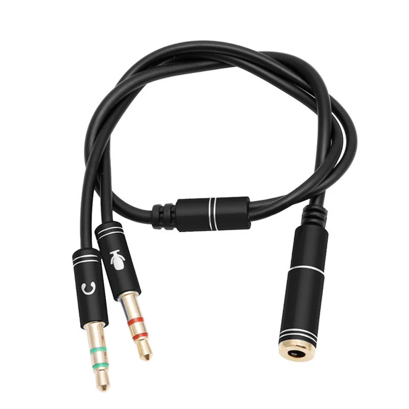 Audio Splitter Kabel Schwarz Y Adapter Headset 3.5mm Klinke Buchse > 2 x Stecker