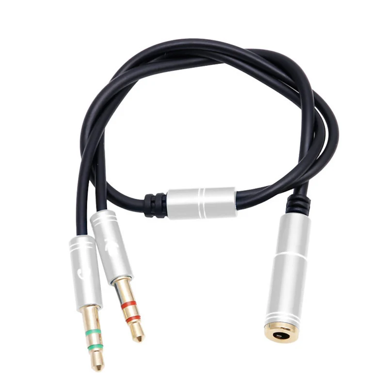 Audio Splitter Kabel Silber Y Adapter Headset 3.5mm Klinke Buchse > 2 x Stecker