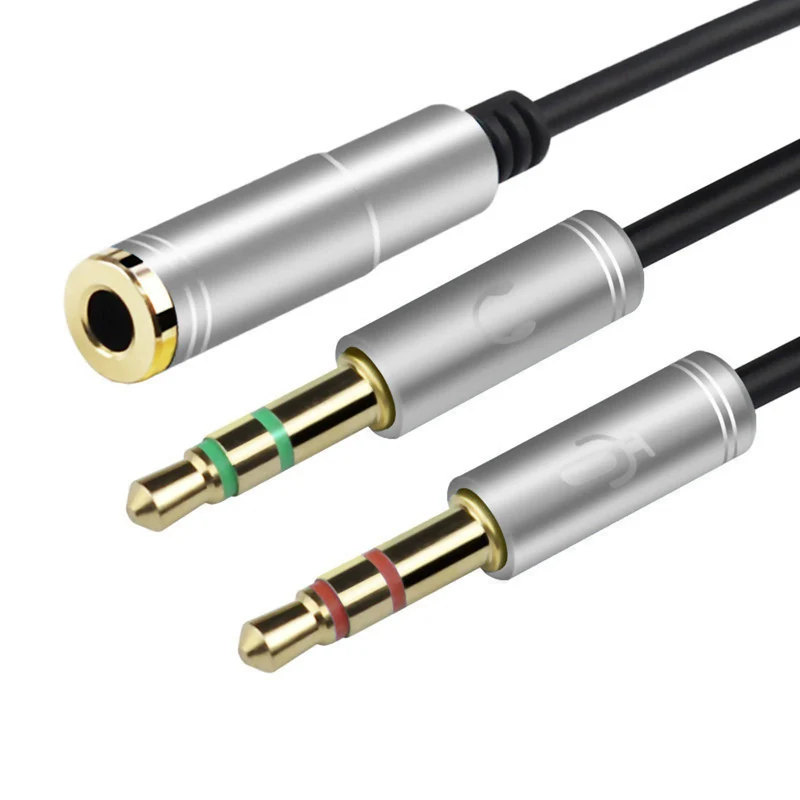 Audio Splitter Kabel Silber Y Adapter Headset 3.5mm Klinke Buchse > 2 x Stecker