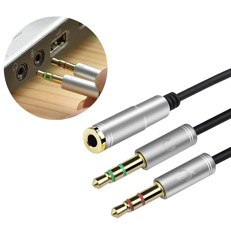 Audio Splitter Kabel Silber Y Adapter Headset 3.5mm Klinke Buchse > 2 x Stecker
