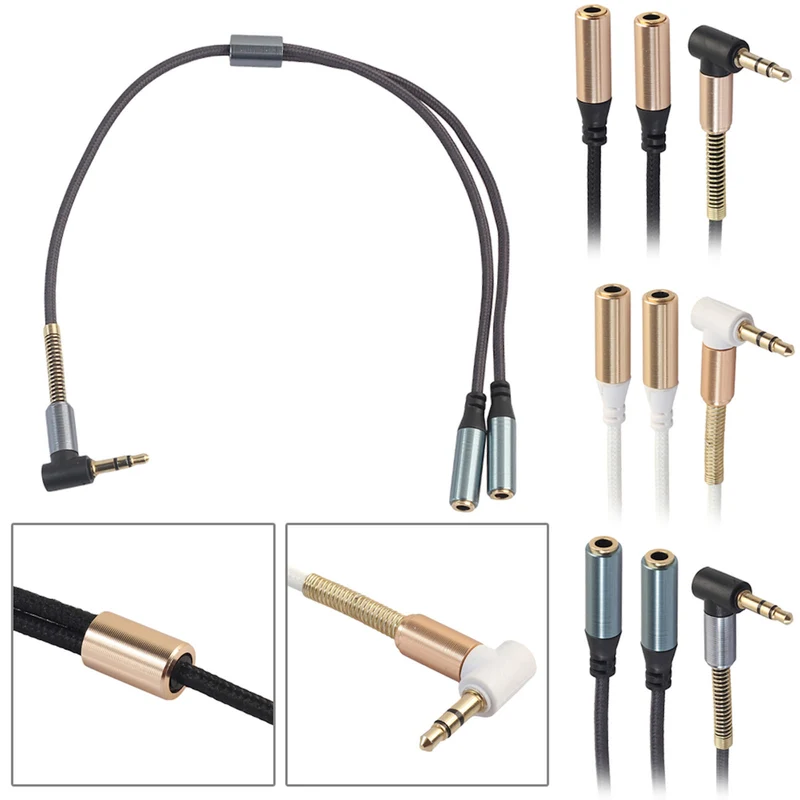 Audio Doppler Kabel Winkelstecker Kopfhörer 3.5mm Stecker > 2 Buchse blaugrau