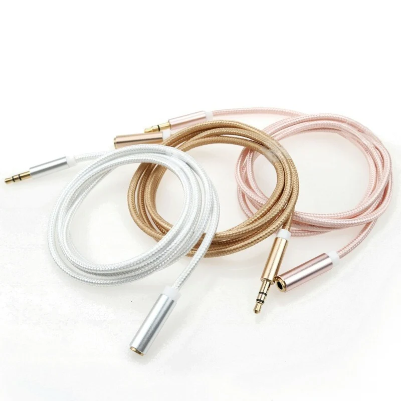 1m Nylon Audio Stereo Kopfhörer Verlängerungskabel 3,5mm Klinke Stecker > Buchse
