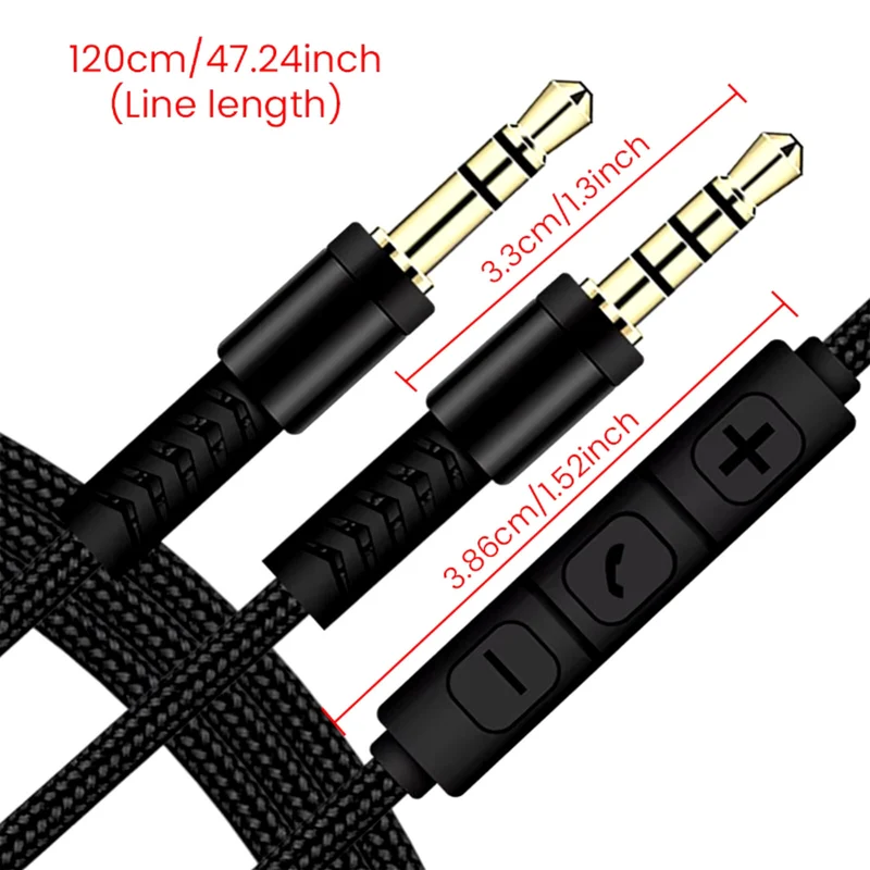 1,2m Audio Stereo Kopfhörer Nylon Anschlusskabel 3,5mm Klinke für Beats Solo HD