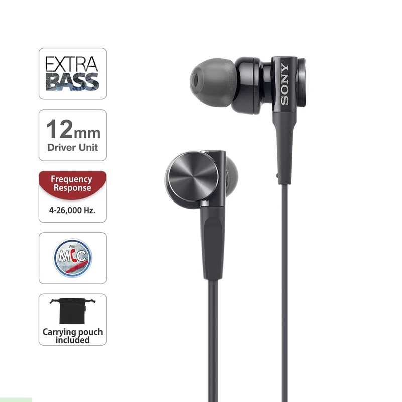 Sony MDR-XB75AP In-Ear Kopfhörer – EXTRA BASS | Mikrofon Schwarz