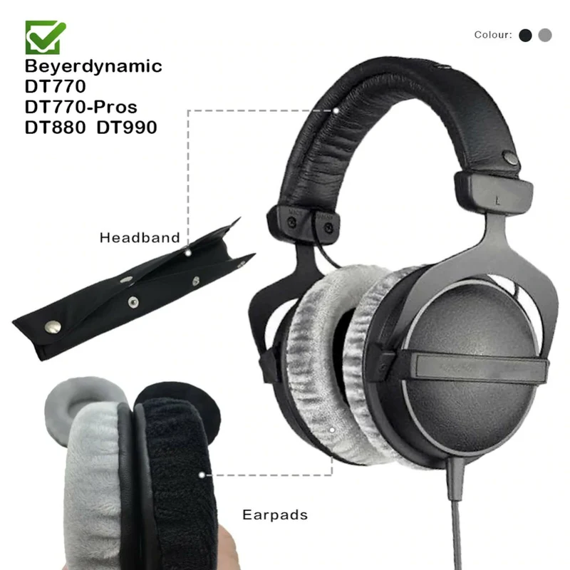 Velour Ohrpolster Kopfband für Beyerdynamic DT990 DT880 DT770 Kopfhörer