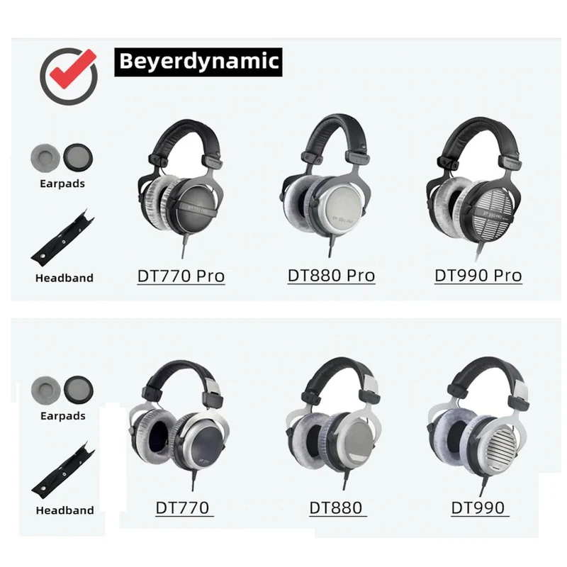 Velour Ohrpolster Kopfband für Beyerdynamic DT990 DT880 DT770 Kopfhörer