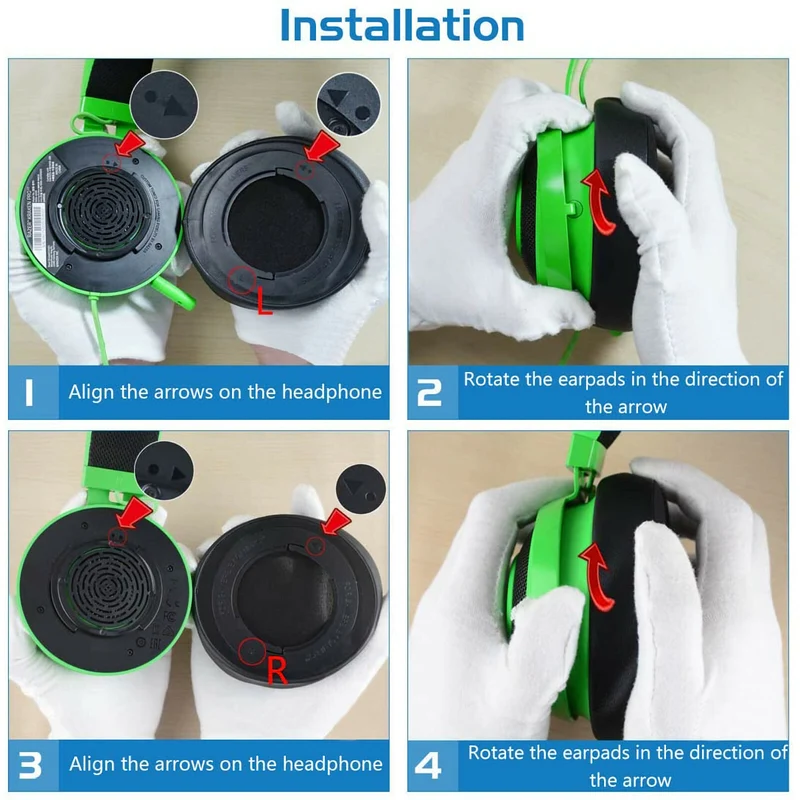 Ohrpolster Ear Pads für Razer Kraken Pro 7.1 V2 Gaming Headset schwarz