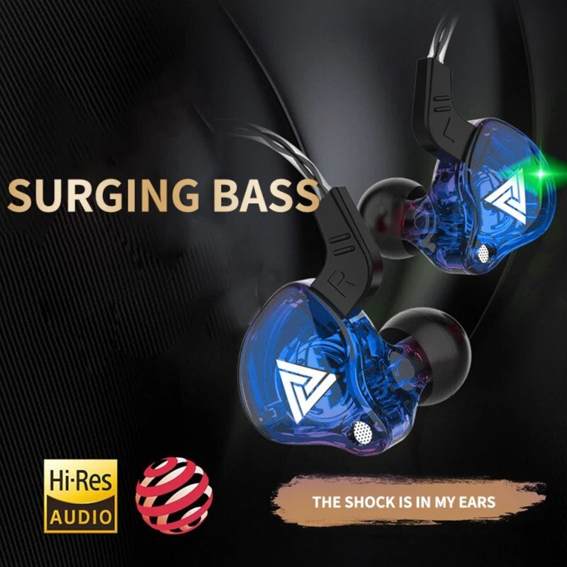 QKZ AK6 Hi-Res In-Ear-Kopfhörer Ohrhörer 105dB mit HD Mikrofon Bass Boost Blau