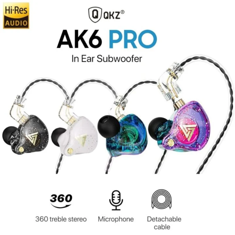Premium Headset Kopfhörer QKZ-AK6 Pro HiFi In-Ear-Headset Ohrhörer + Hardcase