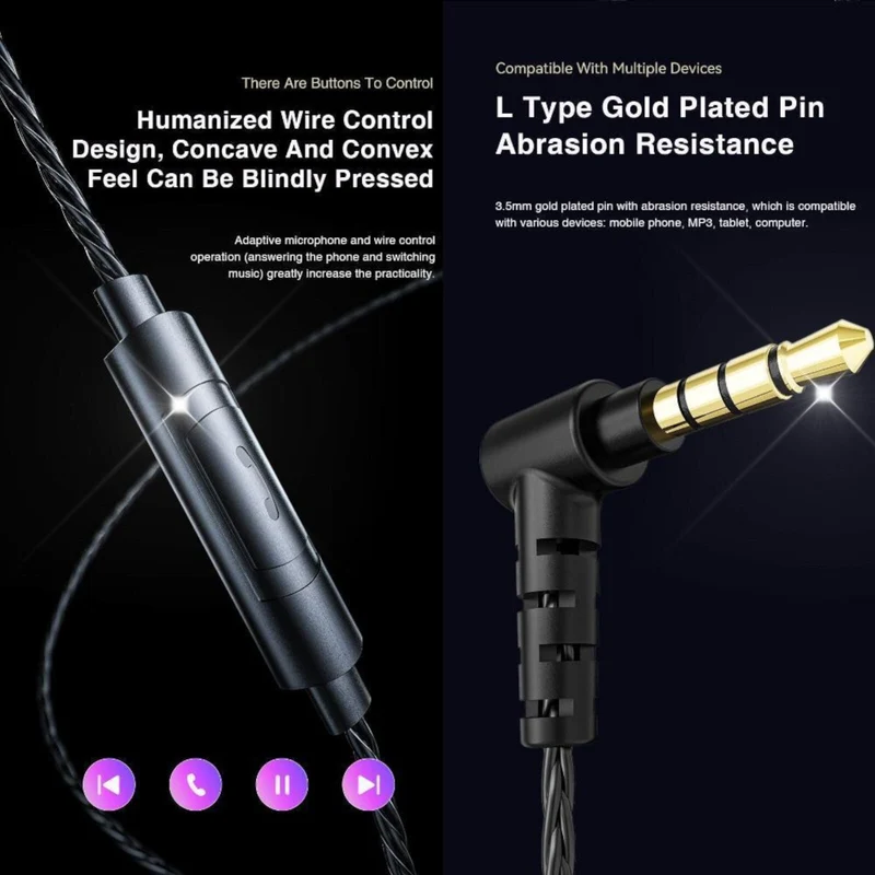 Premium Headset Kopfhörer QKZ-AK6 Pro HiFi In-Ear-Headset Ohrhörer + Hardcase