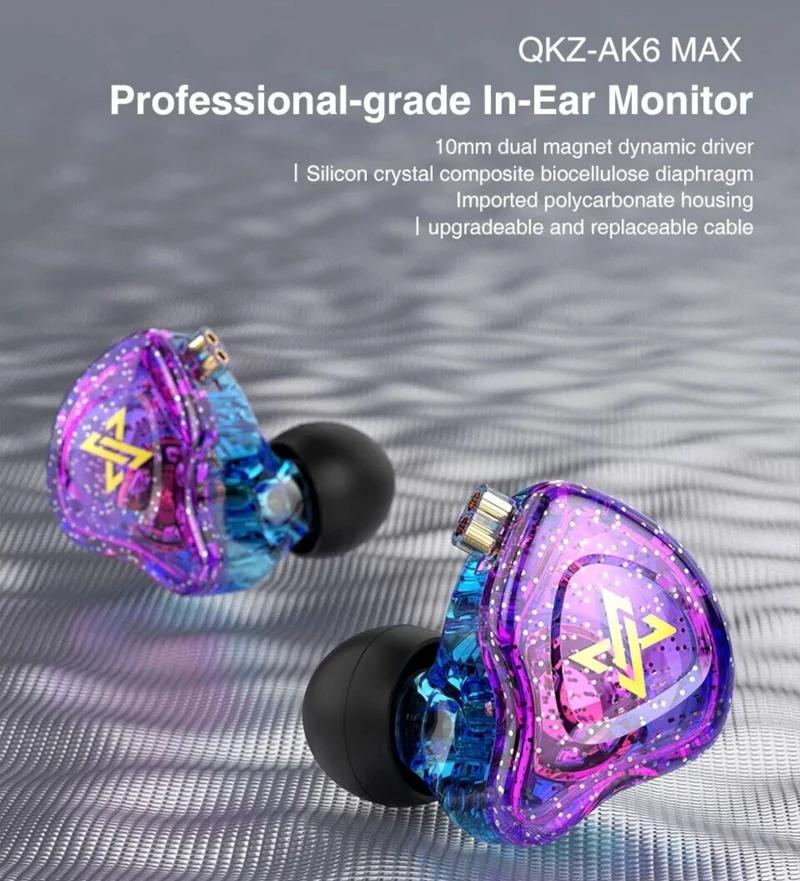 Premium Headset Kopfhörer QKZ-AK6 Max HiFi In-Ear-Headset Ohrhörer + Hardcase