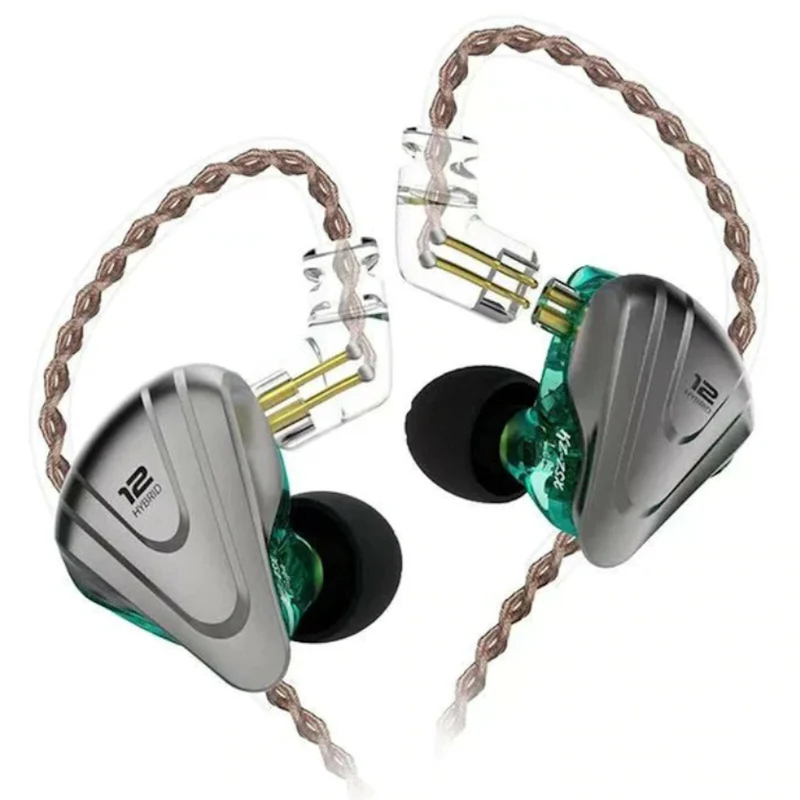 KZ ZSX Premium High-End Pro 12 Treiber HiFi In-Ear Kopfhörer Headset Cyan Grün