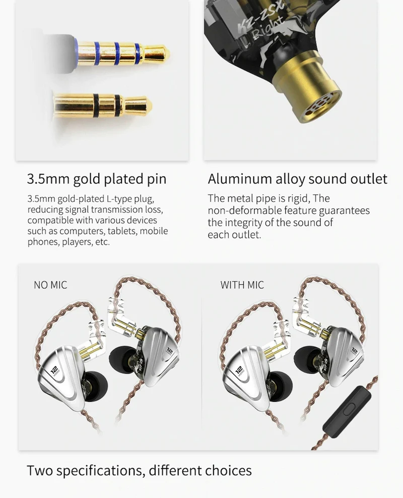 KZ ZSX Premium High-End Pro 12 Treiber HiFi In-Ear Kopfhörer Headset Black