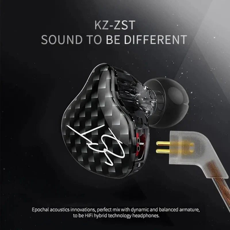 High-End In Ear Kopfhörer KZ ZST Pro Black In-Ear Premium Ohrhörer