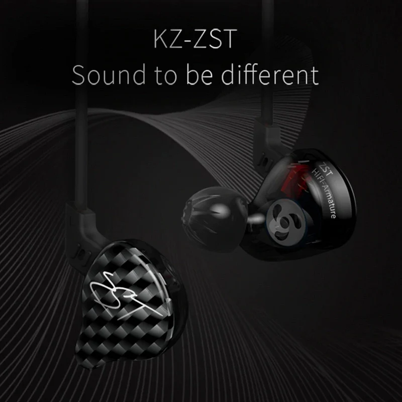High-End In Ear Kopfhörer KZ ZST Pro Black In-Ear Premium Ohrhörer
