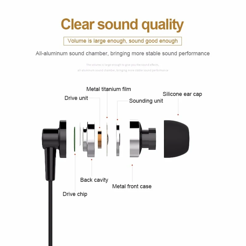 In-Ear Headset JD89 Schwarz Kopfhörer Earphone Bass für Samsung Xiaomi LG HTC