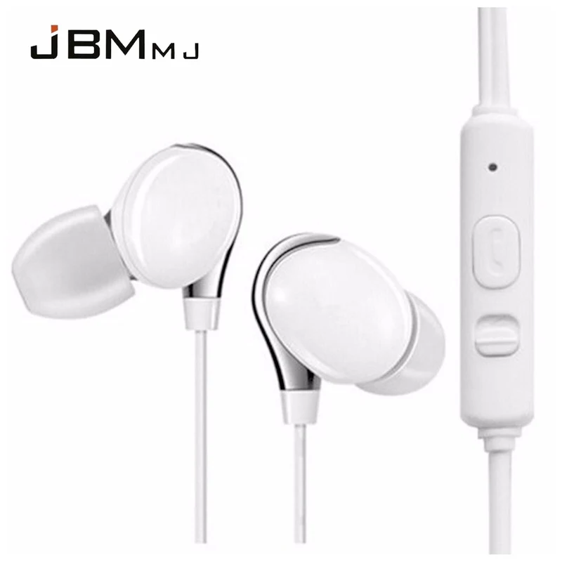 Kopfhörer Headset Premium JMB MJ Super Bass In-Ear in weiss + PU-Hardcase