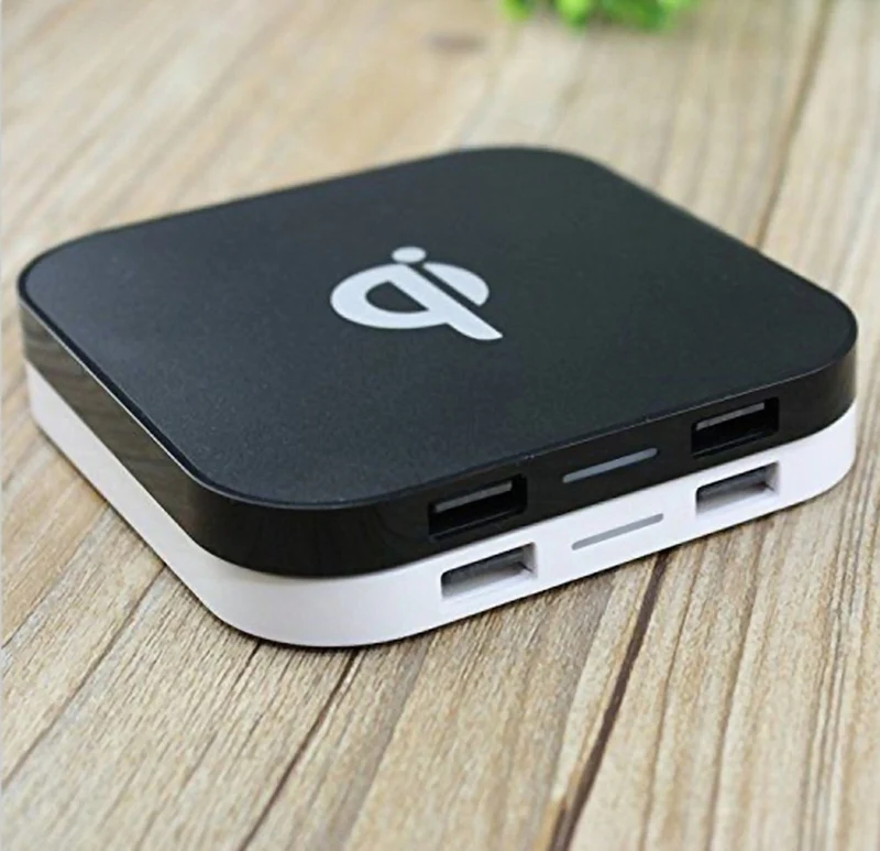 Wireless Charger Q8 Ladegerät Kabellos Ladestation QI 2 x USB für iPhone Samsung