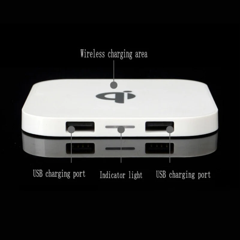 Wireless Charger Q8 Ladegerät Kabellos Ladestation QI 2 x USB für iPhone Samsung