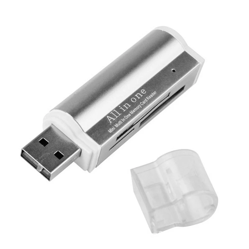 Kartenlesegerät Kartenleser Card Reader Micro SD MMC M2 USB Stick in Silber