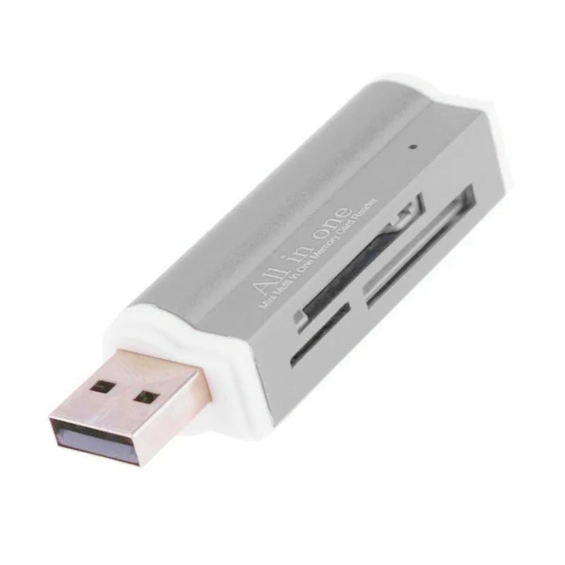 Kartenlesegerät Kartenleser Card Reader Micro SD MMC M2 USB Stick in Silber