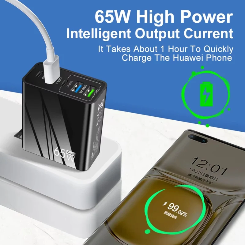 5-Fach Schnell Ladegerät Stecker USB-A & USB-C 65W Netzteil Adapter Handy Tablet