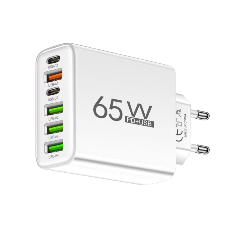 6-Fach Schnell Ladegerät Stecker 6 x USB Port 65W Netzteil Adapter Handy Tablet