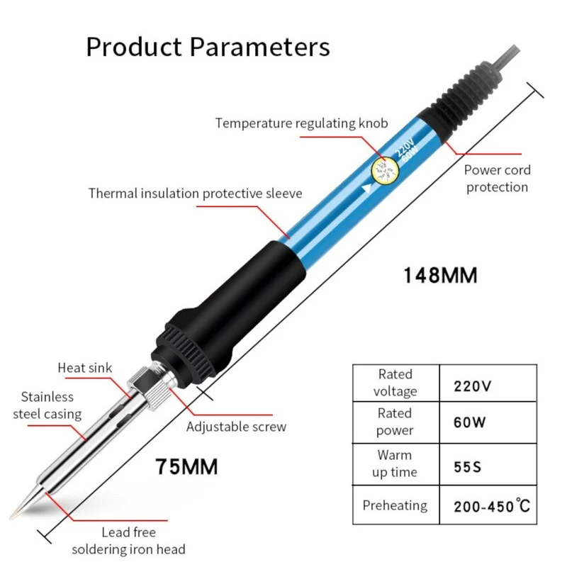 60W Lötkolben Einstellbare Temperatur von 200-450 Grad Soldering Iron Kit