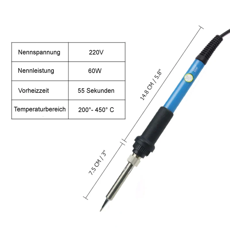 60W Lötkolben Einstellbare Temperatur von 200-450 Grad Soldering Iron Kit
