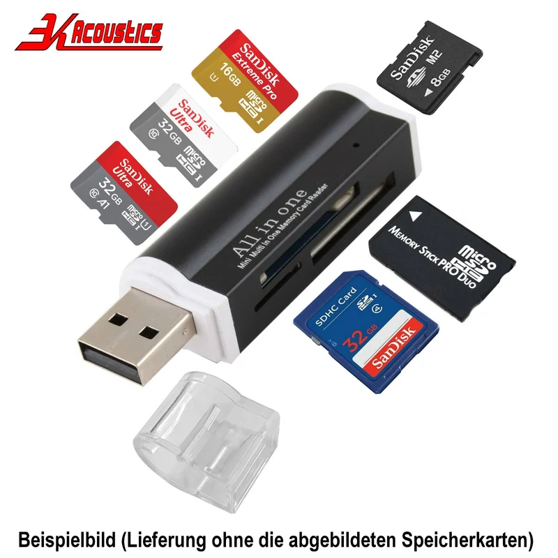 Kartenlesegerät Kartenleser TF Card Reader Micro SD MMC M2 USB Stick Schwarz