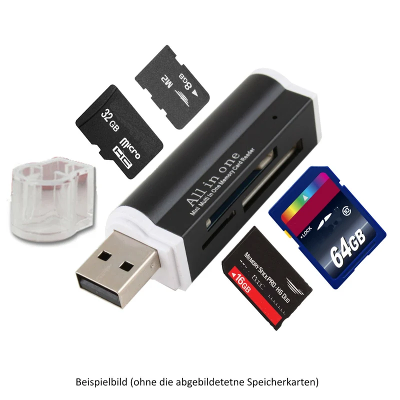 Kartenlesegerät Kartenleser TF Card Reader Micro SD MMC M2 USB Stick Schwarz
