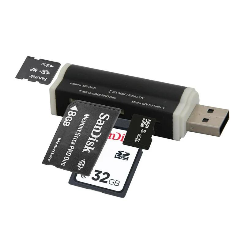Kartenlesegerät Kartenleser TF Card Reader Micro SD MMC M2 USB Stick Schwarz