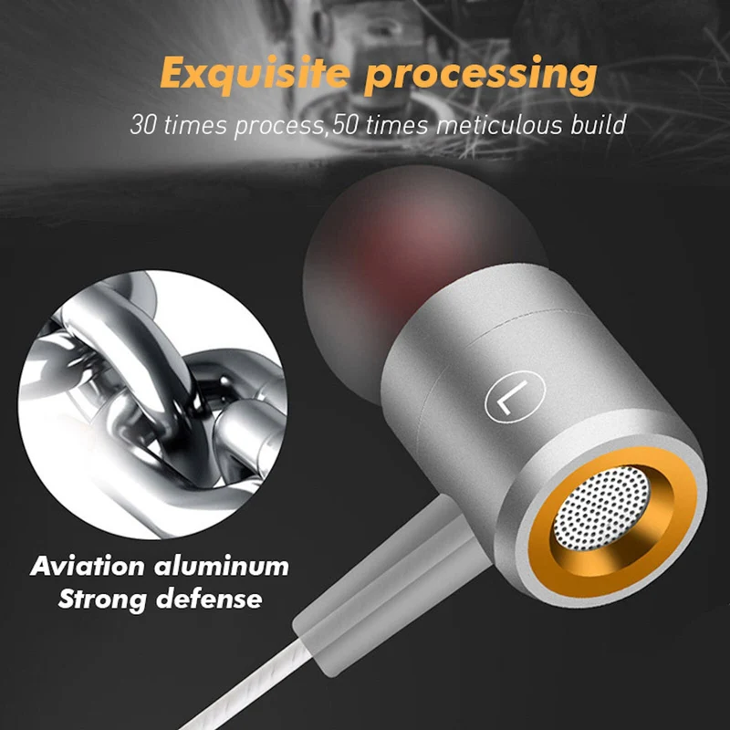 Mega Bass Pro HQ Kopfhörer In-Ear Earphone S4HS Headphone für Samsung LG Silber