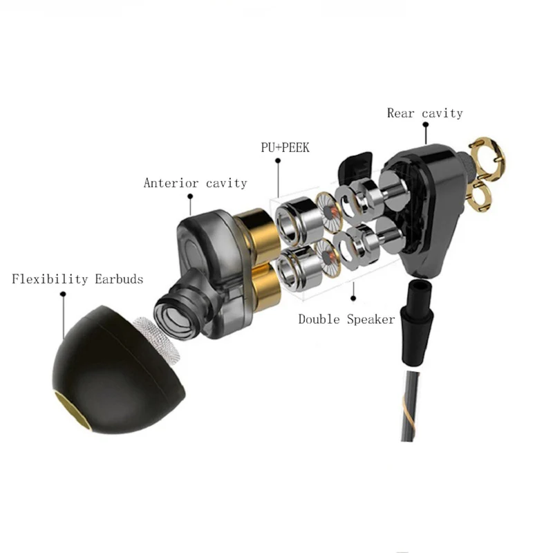 Super Bass In-Ear Doppeltreiber Kopfhörer DT2 Ohrhörer Earphone Headset