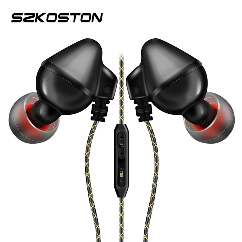 Super Bass In-Ear Kopfhörer Headset High End S600 in schwarz + PU-Hardcase